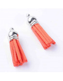 Tassel. Gamuza+Acrílico. plateado. Colores variados. 35x10 mm. 2.5 mm agujero. 4 unidades Tassel. Gamuza+Acrílico. plateado. Colores variados. 35x10 mm. 2.5 mm agujero. 4 unidades