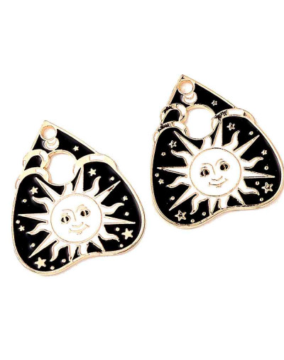 Corazón+Sol. Aleación de cobre y esmalte. 26x22x1,5 milímetros. 2 mm perforación. 1 unidad.