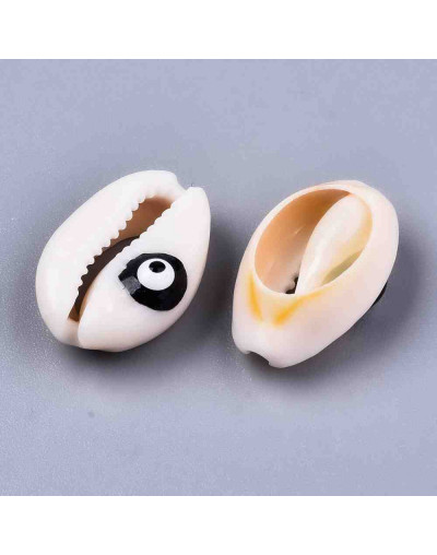 Concha de mar. Torito+Ojo Turco. Color mixto. De 18 a 22 mm. Sin perforación. 5 unidades.