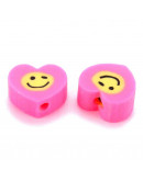 Corazones/Smile. Varios colores, smile amarillo. 9x9x5 mm. 1,5 mm de perforación. 10 unidades.