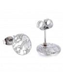 Pin para aretes con cierre o mariposa. Acero plateado con textura. 10 mm diámetro. 2 unidades Pin para aretes con cierre o mariposa. Acero plateado con textura. 10 mm diámetro. 2 unidades