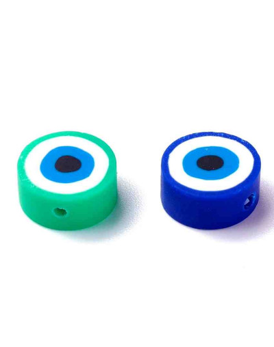 Ojos turcos. Varios colores. 10,5x5 milímetros. 1,2 mm perforación. 10 unidades.