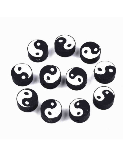 Yin-Yang. De 9 a 10 milímetros diámetro. 2 mm perforación 10 unidades.