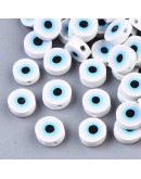 Ojos turcos. Blanco+celeste. 10,5x5 milímetros. 1,2 mm perforación. 10 unidades, Ojos turcos. Blanco+celeste. 10,5x5 milímetros. 1,2 mm perforación. 10 unidades,