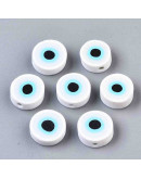 Ojos turcos. Blanco+celeste. 10,5x5 milímetros. 1,2 mm perforación. 10 unidades, Ojos turcos. Blanco+celeste. 10,5x5 milímetros. 1,2 mm perforación. 10 unidades,
