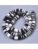 Discos. Color mixto. Blanco y negro. 6 mm diámetro. 1 mm grosor. 1 mm perforación. 380~400 uds hilo.