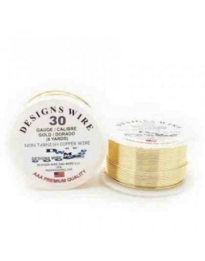 Designs Wire. Dorado 18k.Tipo Redondo. Calibre 30 (0,25 mm).Temple suave. 55 yardas.