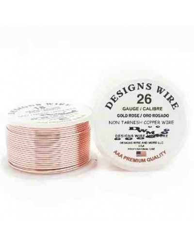Designs Wire. Gold Rose. Tipo Redondo. Calibre 26 (0,40 mm).Temple suave. 30 yardas.