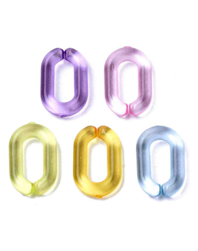 Eslabones de cadena. Ovalado (2). Color mixto cristal. 15x9x3 mm. 50 unidades (aprox.)