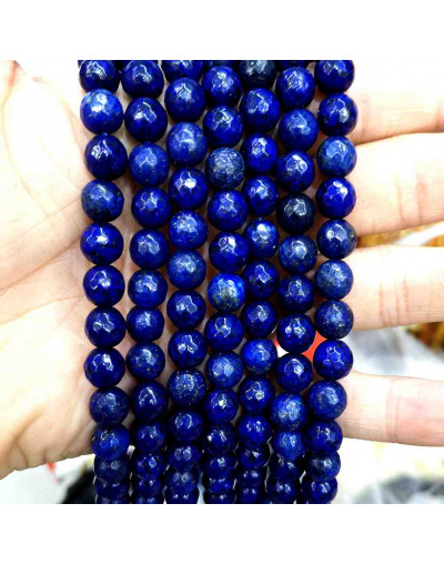 Lapislazuli. Faceteado. 08 milímetros diámetro. 1 mm perforación. 45 unidades hilo (aproximado).