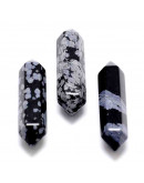 Obsidiana Nevada. Hexágono. 2 puntas. 30 milímetros. Sin perforación. 1 unidad. Obsidiana Nevada. Hexágono. 2 puntas. 30 milímetros. Sin perforación. 1 unidad.