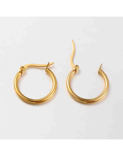 Aretes de aro. Acero inoxidable. Real Plated 18k gold. 20 mm diámetro. 2 mm grosor. 1 par.