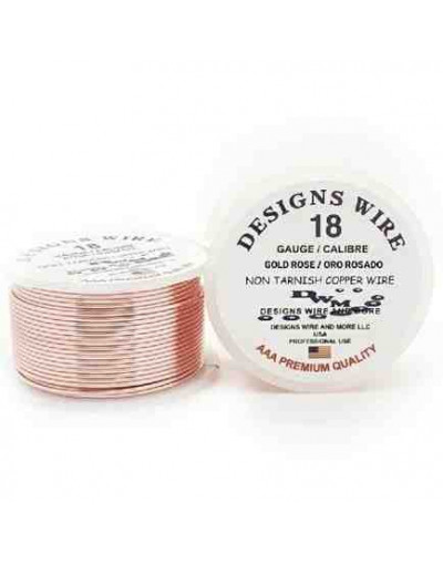 Designs Wire. Gold Rose. Tipo Redondo. Calibre 18 (1 mm). Temple suave. 8 yardas.