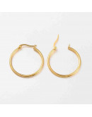 Aretes de aro. Acero inoxidable. Real Plated 18k gold. 30 mm diámetro. 2 mm grosor. 1 par. Aretes de aro. Acero inoxidable. Real Plated 18k gold. 30 mm diámetro. 2 mm grosor. 1 par.