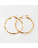Aretes de aro. Acero inoxidable. Real Plated 18k gold. 40 mm diámetro. 2 mm grosor. 1 par. Aretes de aro. Acero inoxidable. Real Plated 18k gold. 40 mm diámetro. 2 mm grosor. 1 par.