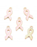 Lucha contra el cáncer. Aleación de cobre y esmalte. 20x10x2 mm. 2 mm perforación. 4 unidades.