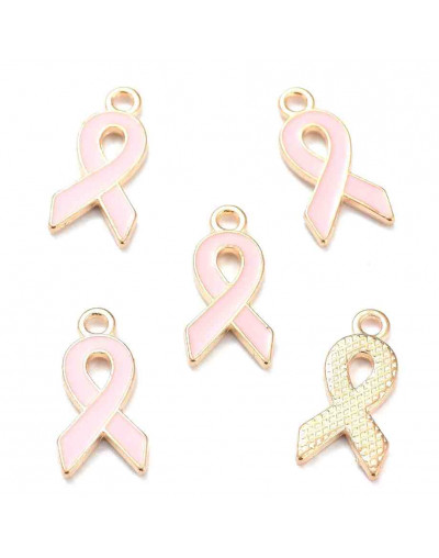 Lucha contra el cáncer. Aleación de cobre y esmalte. 20x10x2 mm. 2 mm perforación. 4 unidades.