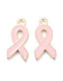 Lucha contra el cáncer. Aleación de cobre y esmalte. 20x10x2 mm. 2 mm perforación. 4 unidades.