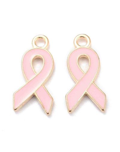 Lucha contra el cáncer. Aleación de cobre y esmalte. 20x10x2 mm. 2 mm perforación. 4 unidades.