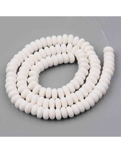 Discos. Color blanco. 6 mm diámetro. 3 mm grosor. 1,5 mm perforación. 113~116 uds hilo.