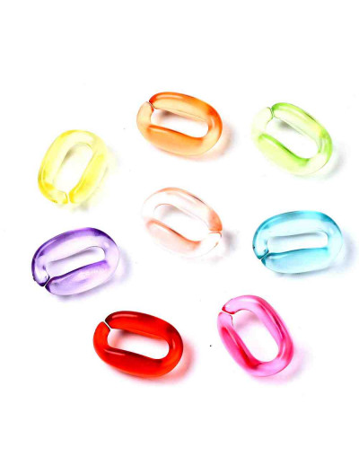 Eslabones de cadena. Ovalado (6). Color mixto cristal. 15,5X11X6 mm. 50 unidades (aprox.)