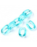 Eslabones de cadena. Ovalado (6). Color Pale Turquoise Cristal. 15,5X11X6 mm. 50 unidades (aprox.)