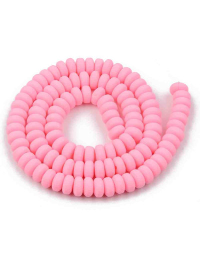 Discos. Color rosado. 6 mm diámetro. 3 mm grosor. 1,5 mm perforación. 113~116 uds hilo.