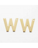 Letra "W". Acero inoxidable. Color dorado. 11x0,8 milímetros. 1 mm perforación. 1 unidad. Letra "W". Acero inoxidable. Color dorado. 11x0,8 milímetros. 1 mm perforación. 1 unidad.
