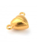 Cierre magnético. Corazón. Aleación de cobre. Color dorado. 10x9,5x6 mm. 1,5 mm perforación. 2 set