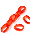 Eslabones de cadena. Ovalado (6). Color Red Cristal. 15,5X11X6 mm. 50 unidades (aprox.)