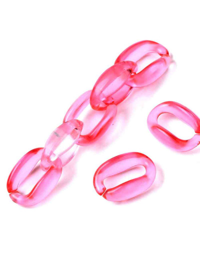 Eslabones de cadena. Ovalado (6). Color Hot Pink Cristal.15,5X11X6 mm. 50 unidades (aprox.)