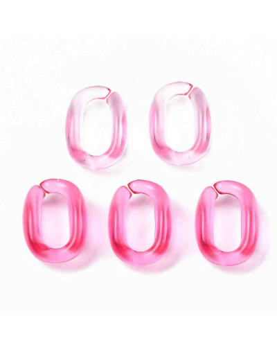 Eslabones de cadena. Ovalado (6). Color Hot Pink Cristal.15,5X11X6 mm. 50 unidades (aprox.)
