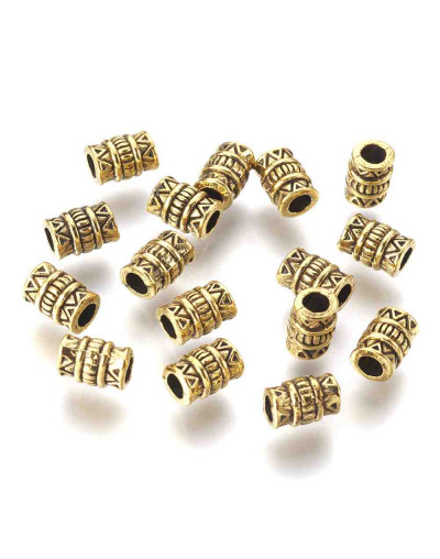 Tubo (3). Aleación de cobre. Color oro antiguo. 7x5 milímetros. 2,7 mm perforación. 20 unidades.