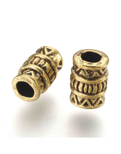 Tubo (3). Aleación de cobre. Color oro antiguo. 7x5 milímetros. 2,7 mm perforación. 20 unidades.