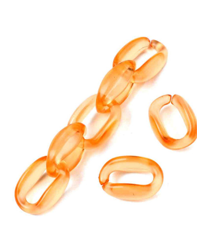 Eslabones de cadena. Ovalado (6). Color Coral Cristal.15,5X11X6 mm. 50 unidades (aprox.)