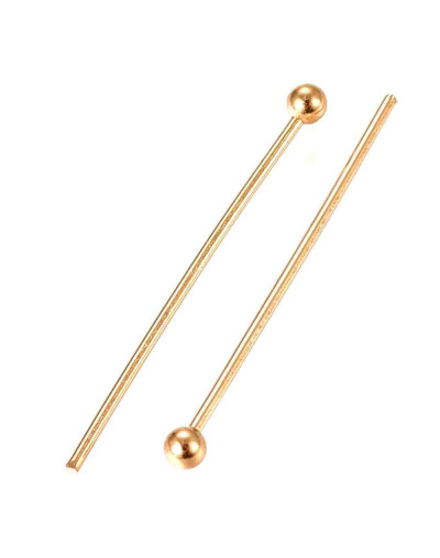 Pin con cabeza. Acero inoxidable. Color dorado. 20x0,6 milímetros. Cabeza: 1,8 mm. 10 unidades.