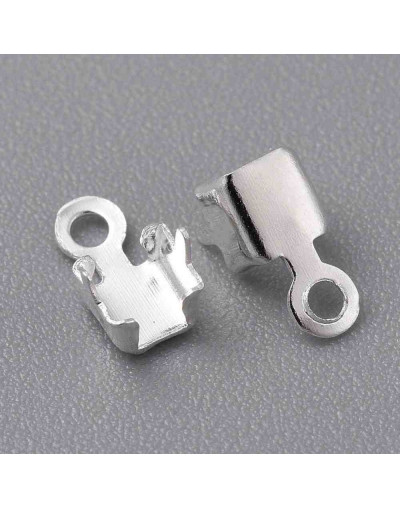 Terminales cadena Rhinestone. Aleación de cobre. Color plateado. 6x3 mm. 1.5 mm perforación. 10 uds.