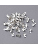 Terminales cadena Rhinestone. Aleación de cobre. Color plateado. 6x3 mm. 1.5 mm perforación. 10 uds.