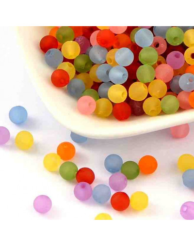 Esfera transparente mate. Varios colores. 06 mm diámetro. 1,8 mm perforación. 100 uds aproximado.