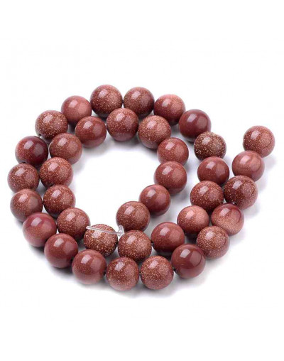 Aventurina café. 04 milímetros diámetro. 0,8 mm perforación. 95 unidades hilo (aproximado).