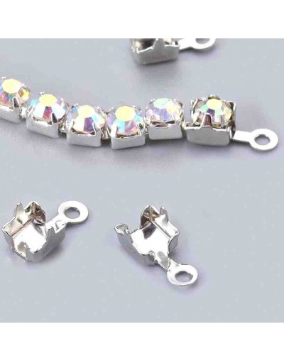 Terminales cadena Rhinestone. Aleación de cobre. Color dorado. 7x3 mm. 1 mm perforación. 10 uds.