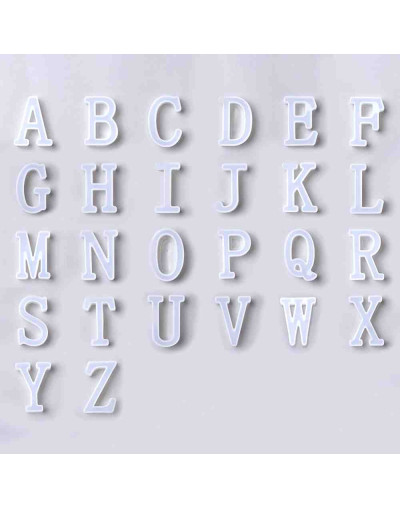 Moldes de silicona. Para resina. Abecedario. Set de 26 letras. 40 milímetros alto. 1 set.
