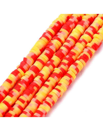 Discos. Color mixto. Naranja (2). 4 mm diámetro. 1 mm grosor. 1 mm perforación. 380~400 uds hilo.