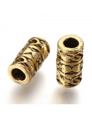 Tubo (5). Aleación de cobre. Color dorado. 12X6 milímetros. 3,5 mm perforación. 10 unidades.