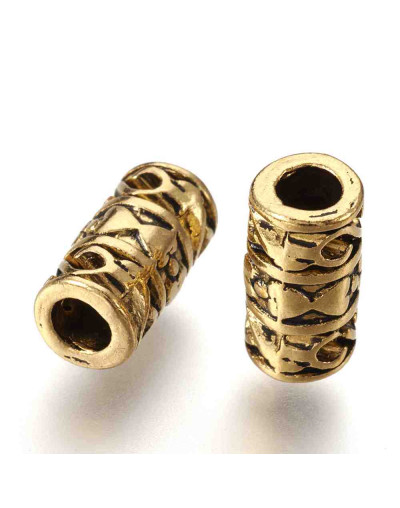 Tubo (5). Aleación de cobre. Color dorado. 12X6 milímetros. 3,5 mm perforación. 10 unidades.