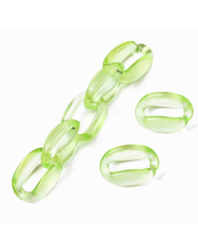 Eslabones de cadena. Ovalado (6). Color Green Yellow Cristal. 15,5X11X6 mm. 50 unidades (aprox.)