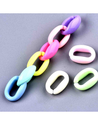 Eslabones de cadena. Ovalado (7). Color mixto sólido. 16x11x6 mm. 50 unidades (aprox.)