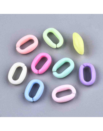 Eslabones de cadena. Ovalado (7). Color mixto sólido. 16x11x6 mm. 50 unidades (aprox.)