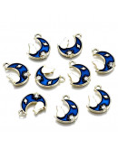 Luna+Gato. Aleación de cobre y esmalte. 15x11x2,5 milímetros. 1,6 mm perforación. 4 unidades.