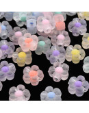 Flor (4). Varios colores. Transparente. 12x12x6 milímetros. 2,5 mm perforación. 20 unidades. Flor (4). Varios colores. Transparente. 12x12x6 milímetros. 2,5 mm perforación. 20 unidades.